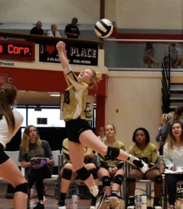 Students in School Activites (Athletics, Classrooms, Plays, Band, Art Projects) (PHS Volleyball Game Player Jumping.jpg)